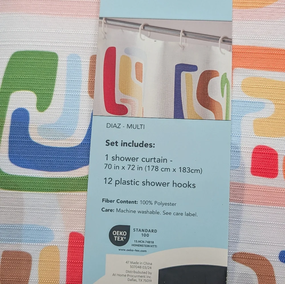 13-Piece Multicolor Shower Curtain Set, 72